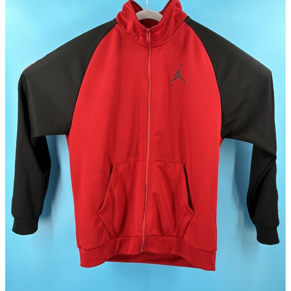 Jordan Air Men’s Full Zip Track Jacket Red Black Logo Tape Size Large
